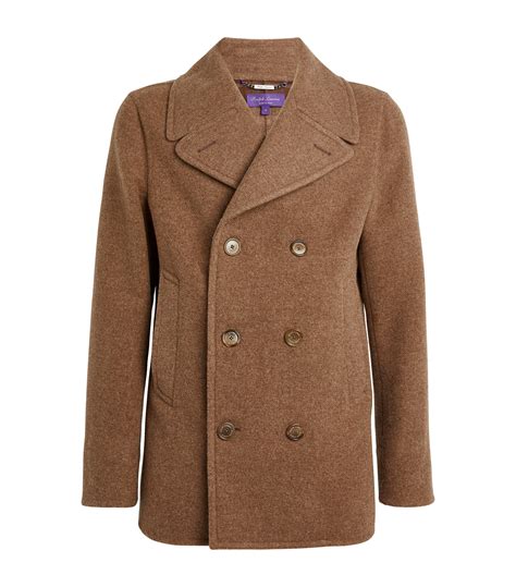 Wool Blend Pea Coat in Taupe melange 